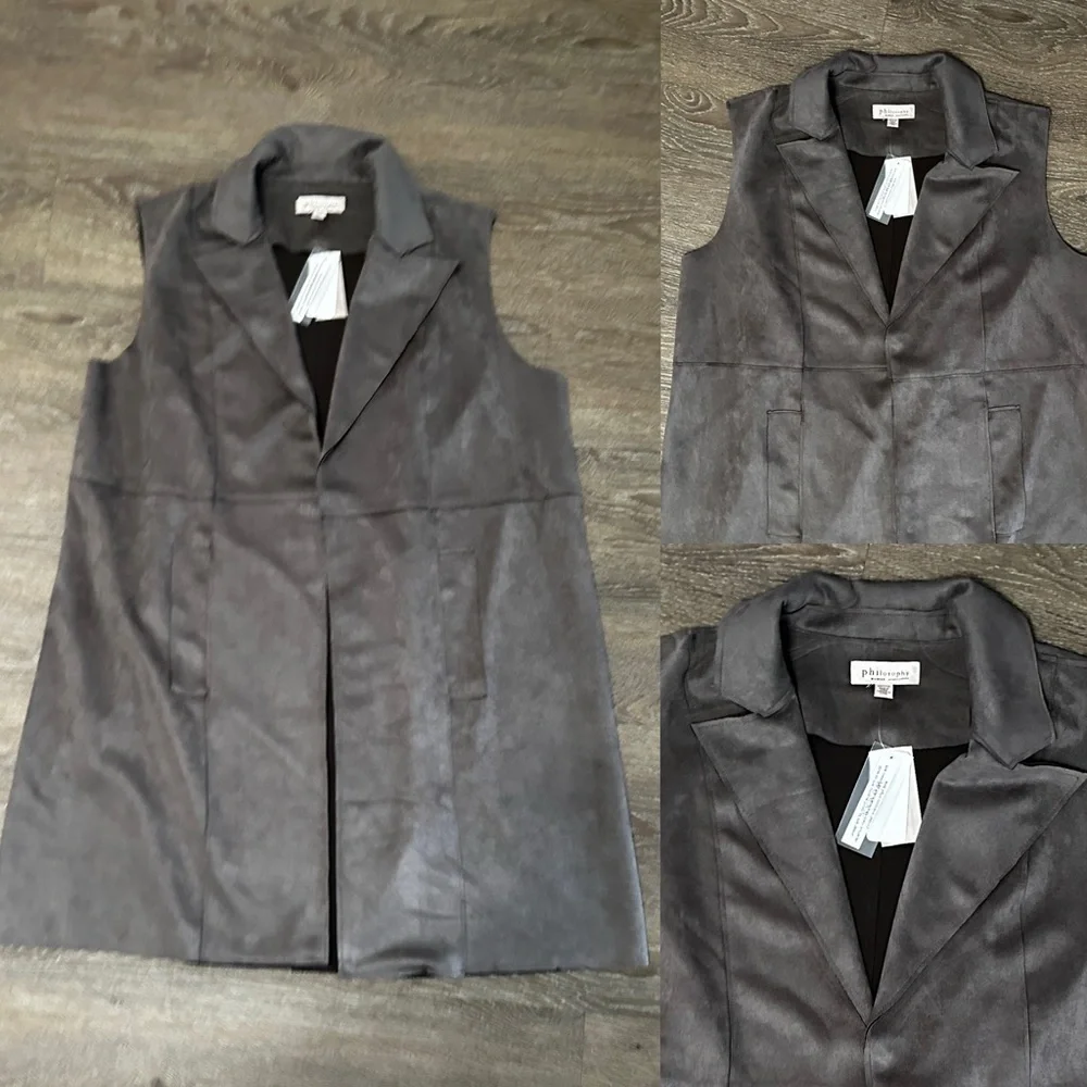 Philosophy Plus Size Faux Suede Vest Size 2X color Ash Smoke